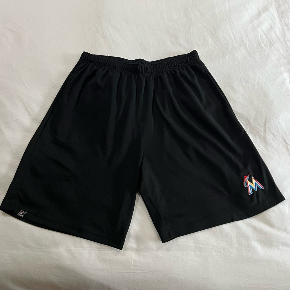 Majestic Black Athletic Shorts with Logo
